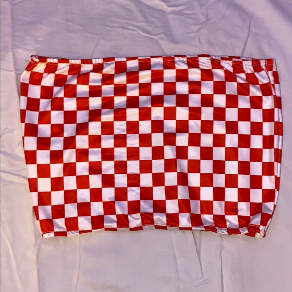 Red checkered tube top